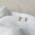 Mini 14K Gold Plated Copper Flower Stud Earrings Simple Hollow Sweet Style