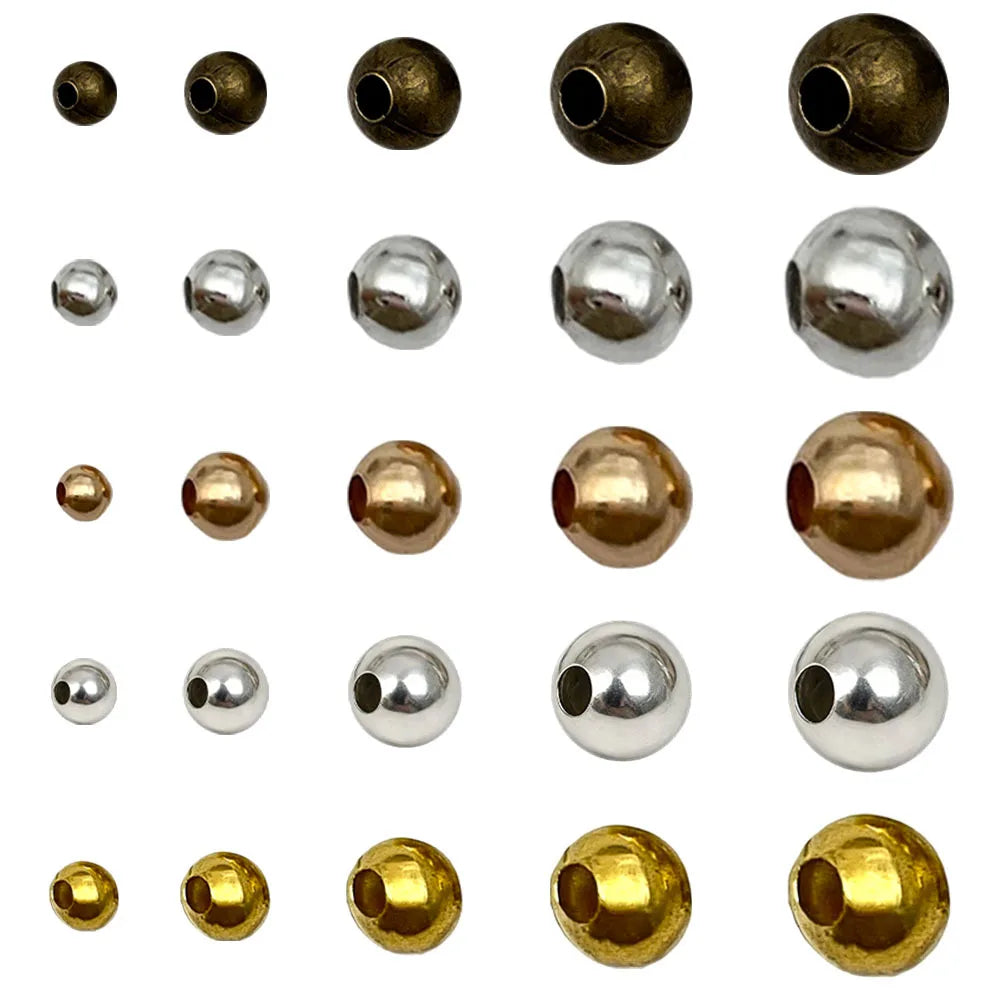 Polished Iron Round Spacer Beads Loose Metal Beads for DIY Bracelet Necklace Cord Jewelry