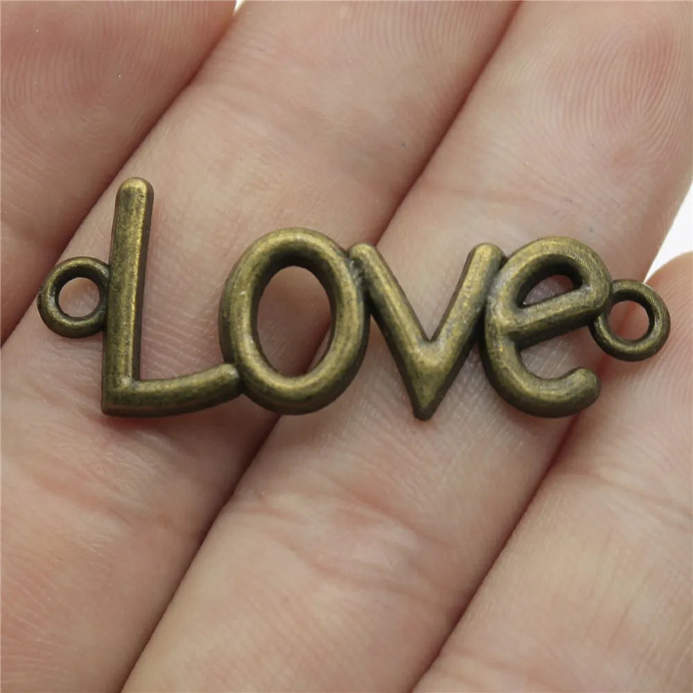 41x16mm 2.7g Multicolor Zinc Alloy Love Word Letter Connector Charm for DIY Bracelet Necklace Making