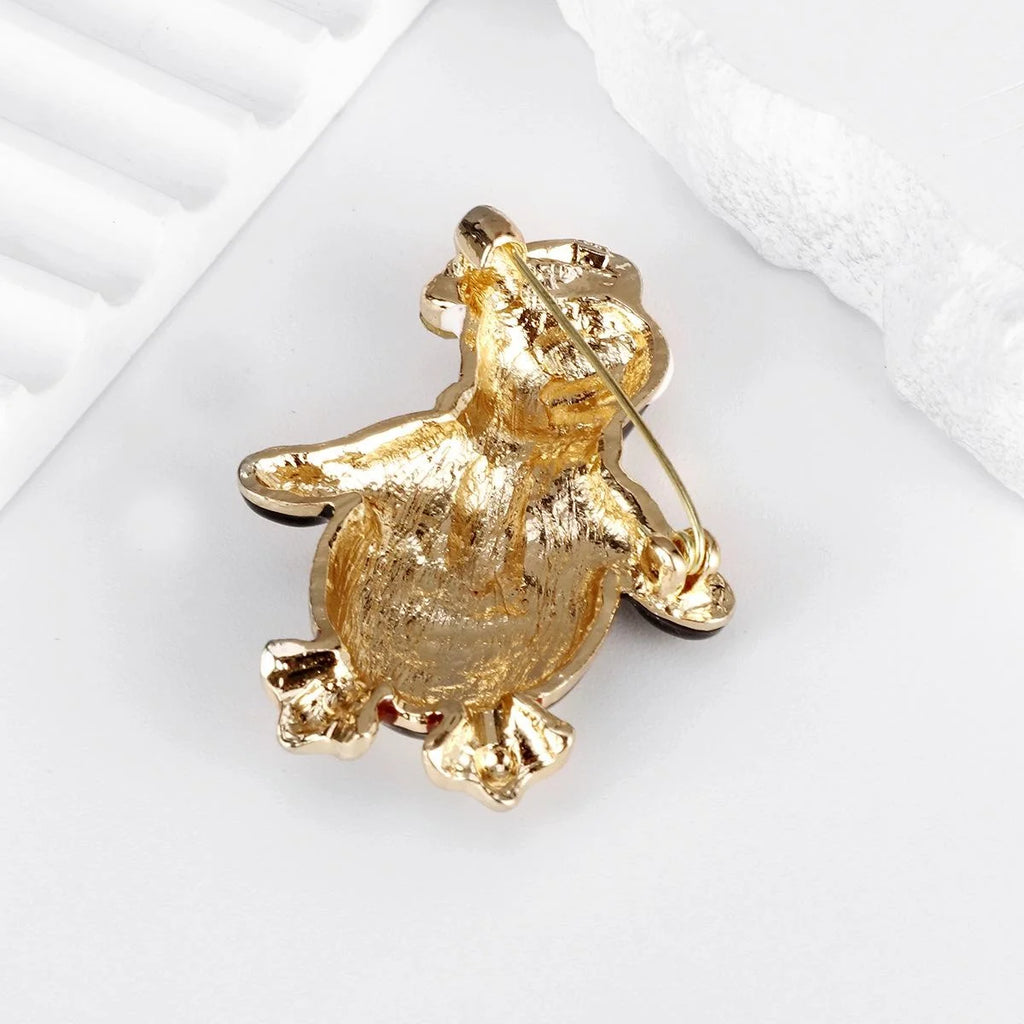 Cute Christmas Penguin Enamel Brooch With Rhinestone Scarf, Festive Animal Lapel Pin Corsage Gift