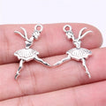 28x23mm 1.53g Antique Silver Zinc Alloy Ballet Dancer Charm Pendant for Dance Jewelry Making