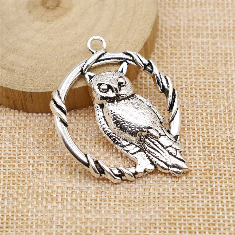 46x37mm 8.6g Multicolor Zinc Alloy Owl Cat Charm Pendant for Necklace Bracelet Jewelry Making
