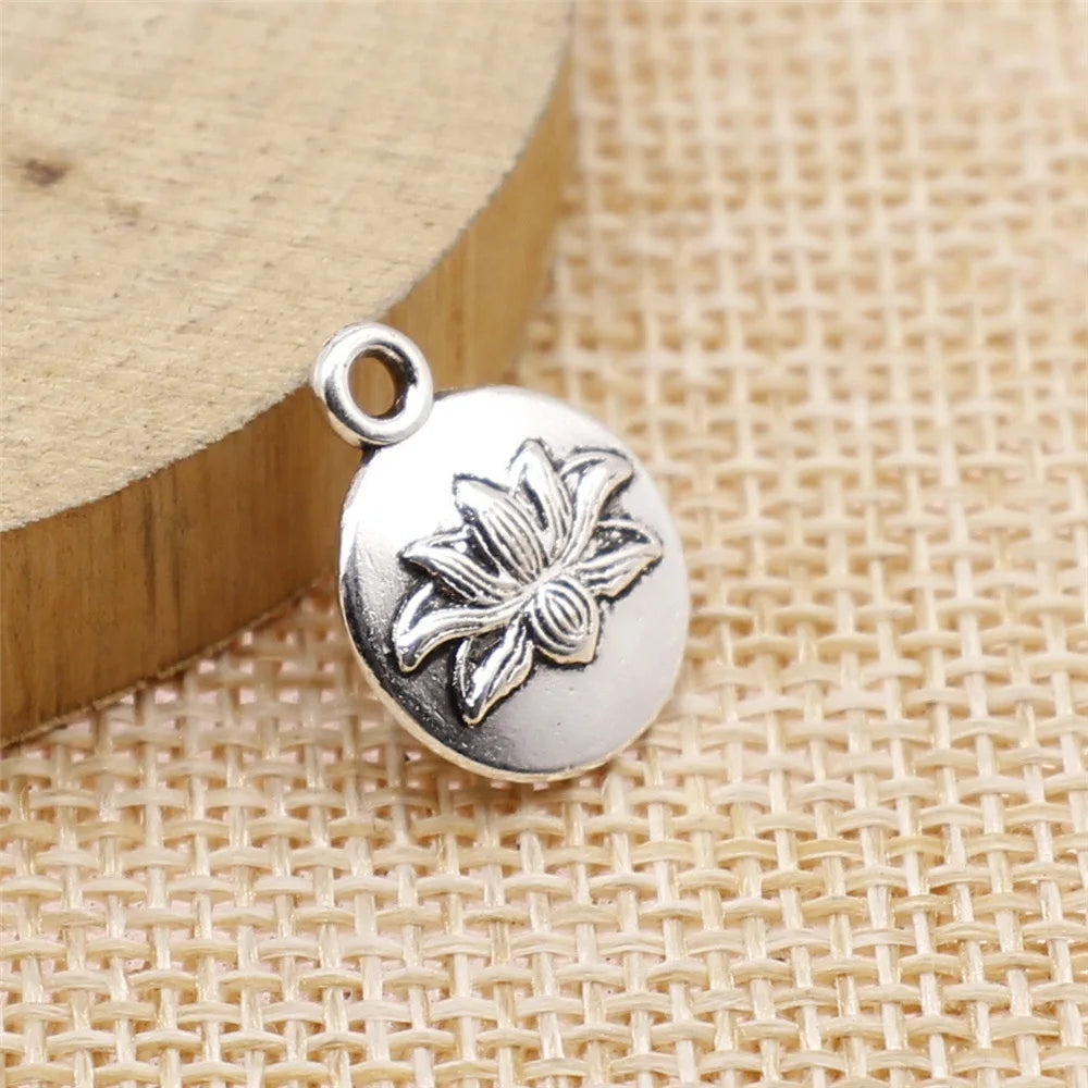 13x16mm 1.6g Antique Silver Zinc Alloy Lotus Charm Pendant for DIY Clothing and Jewelry Accessories