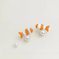 Handmade Enamel Clownfish Stud Earrings Copper Tropical Fish Design Casual Jewelry