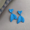 Vacation Style Blue Enamel Fish Tail Geometric Copper Drop Earrings