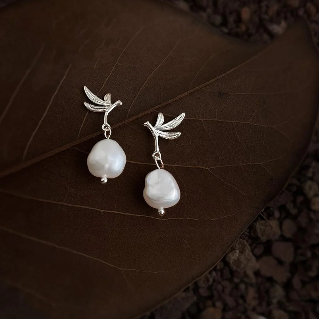 Niche Designer Natural Freshwater Pearl Irregular Baroque Geometric Drop Earrings For Women