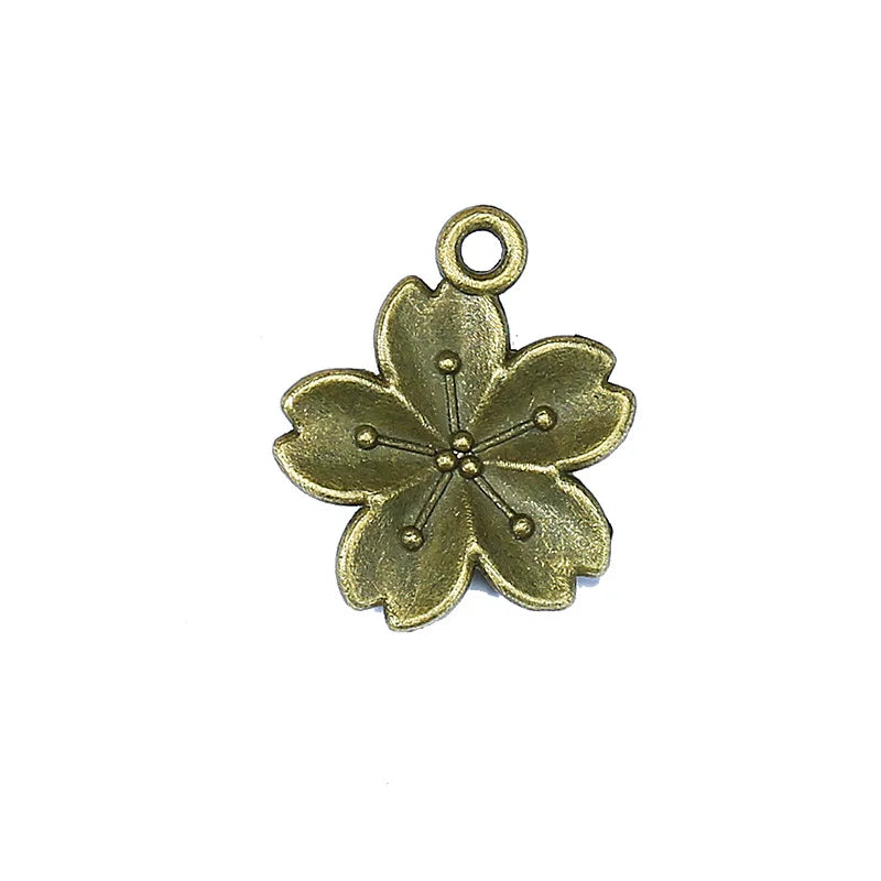 17MM Zinc Alloy Five Petal Flower Charm Pendant for DIY Necklace Bracelet Jewelry Making