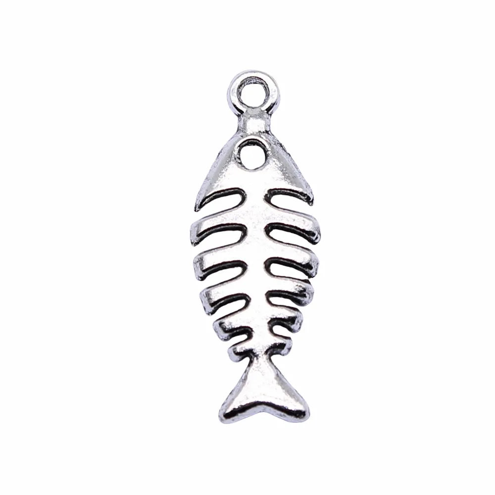 26x9mm 0.75g Zinc Alloy Fish Bone Charm Pendant for DIY Necklace Bracelet Jewelry Making
