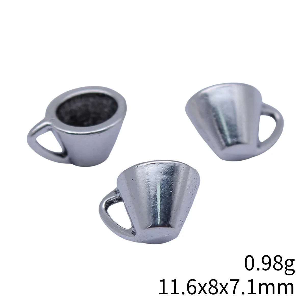 11.6x8x7.1mm 0.98g Antique Silver Zinc Alloy 3D Cup Charm Pendant for DIY Necklace Bracelet Jewelry