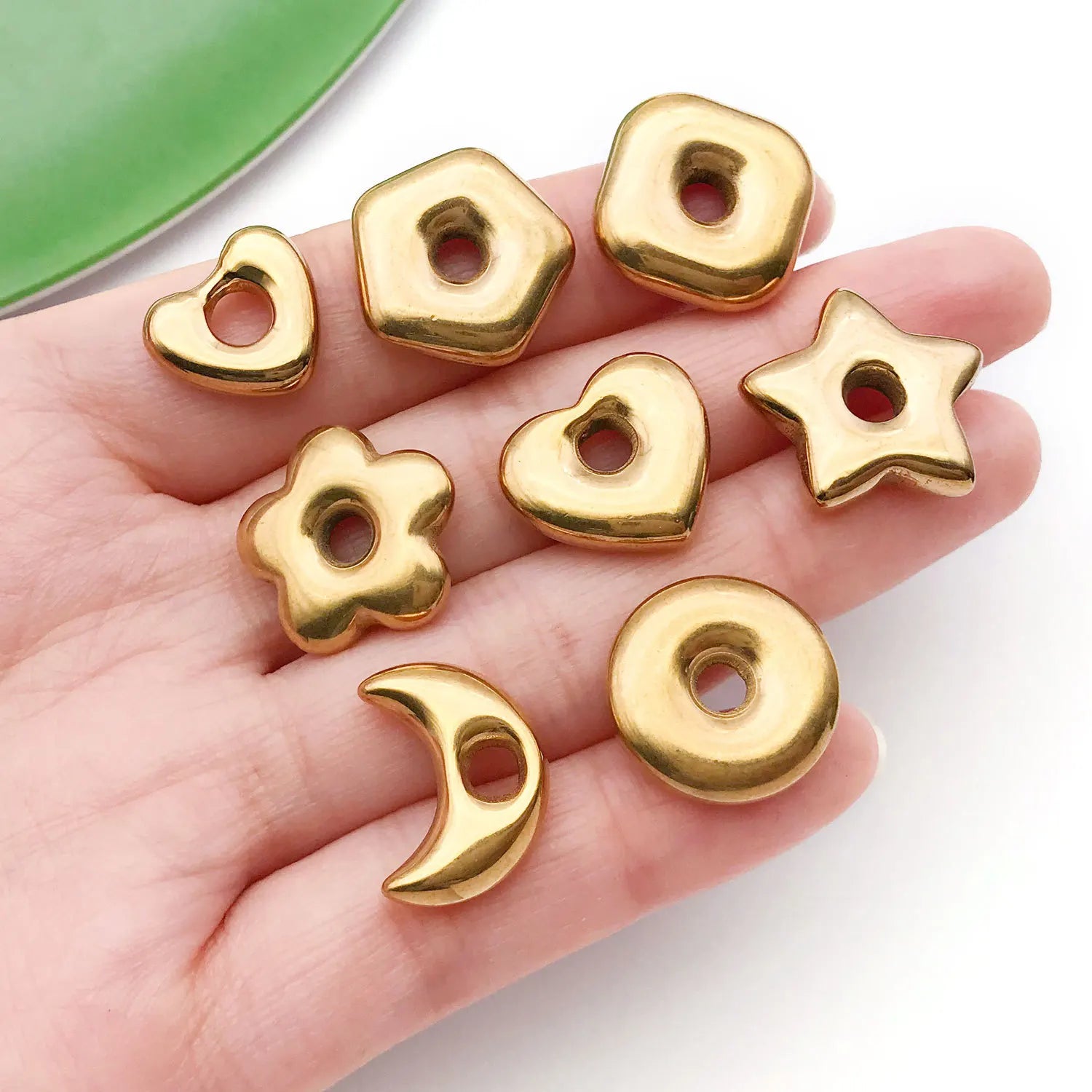 Stainless Steel Five Point Star Heart Moon Flower Spacer Beads for DIY Bracelet