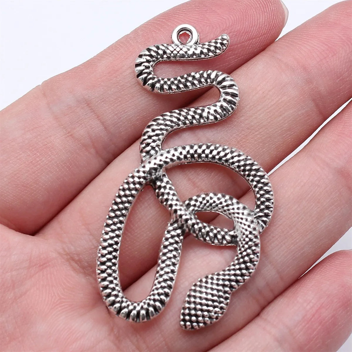 51x28mm 4.8g Antique Silver Zinc Alloy Snake Charm Pendant for DIY Necklace Bracelet Jewelry Making