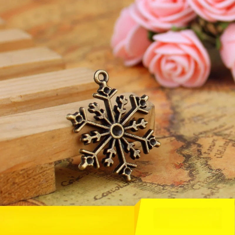 22MM Antique Silver Zinc Alloy Snowflake Charm Pendant for DIY Necklace Bracelet Jewelry Making