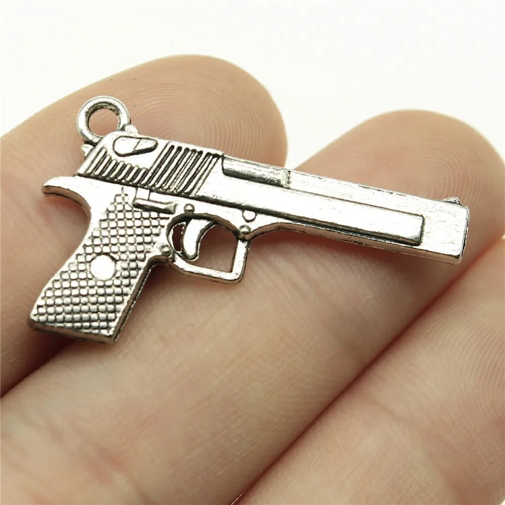 45x20mm 4.9g Multicolor Zinc Alloy Pistol Charm Pendant for DIY Bracelet Necklace Jewelry Making
