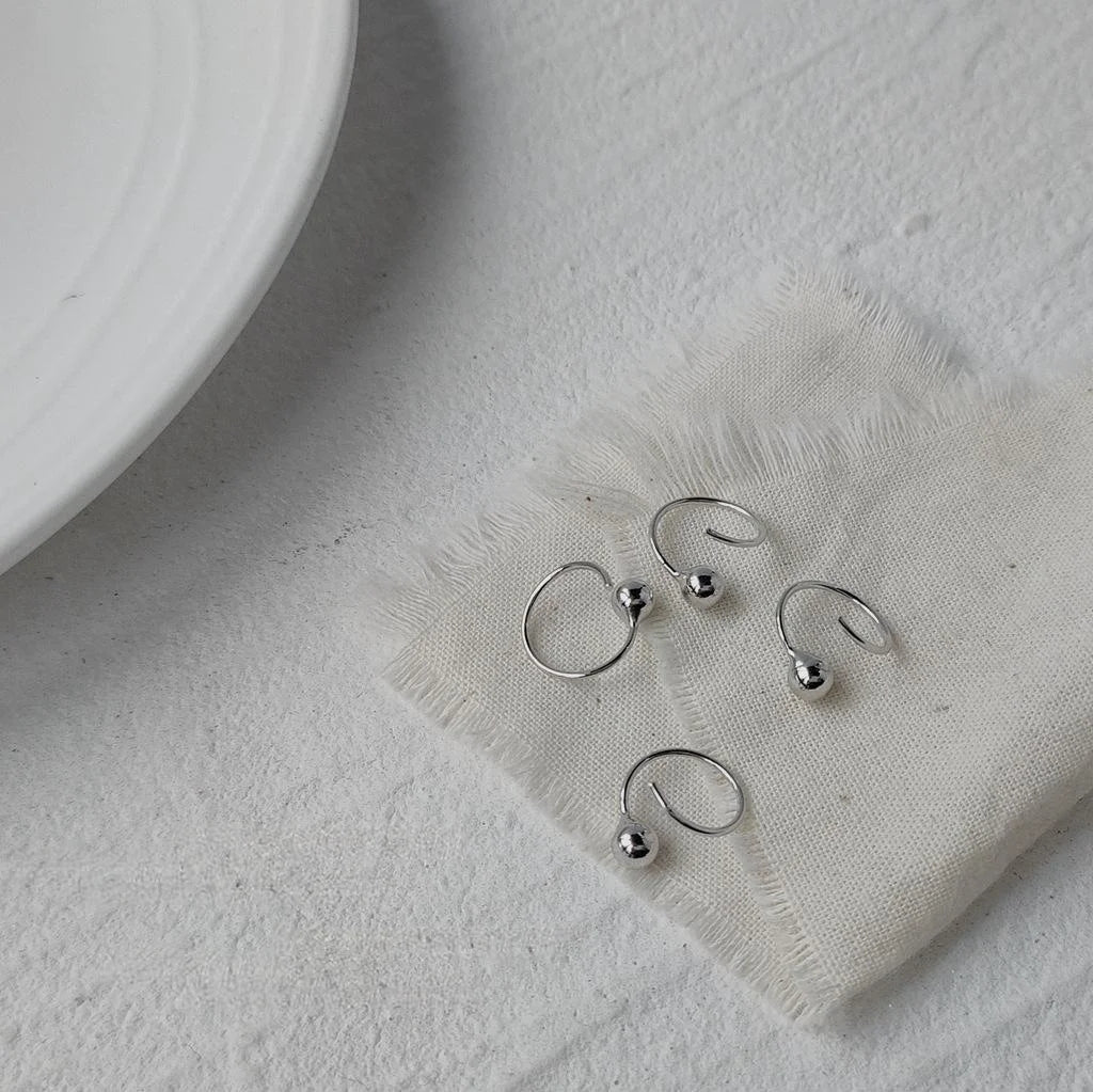 Korean Minimalist Copper Round Bean Drop Earrings For Women, Creative Mini Hidden Design