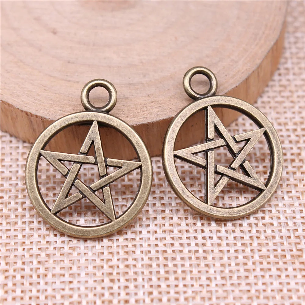 26x21mm 2.3g Multicolor Zinc Alloy Five Point Star Charm Pendant for DIY Necklace Bracelet Making
