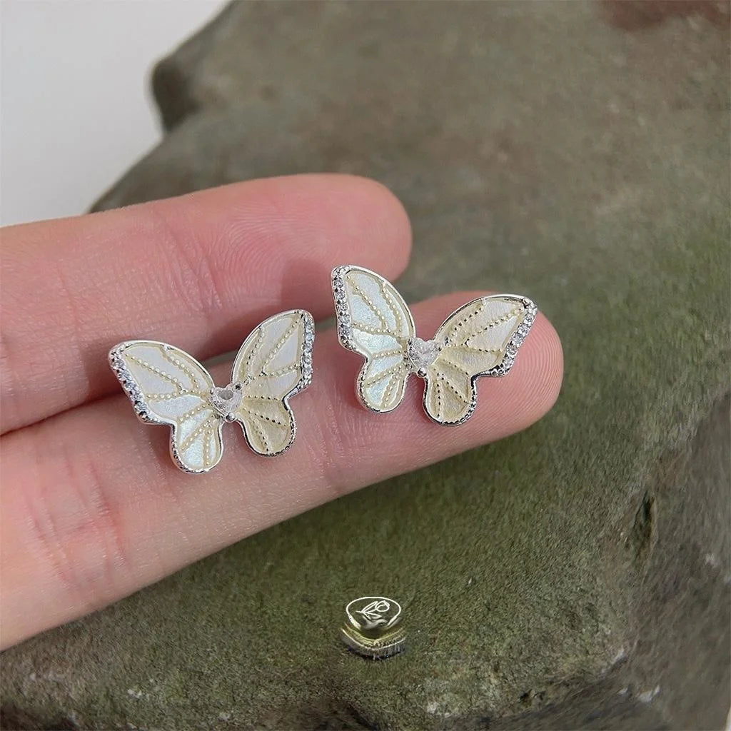 Elegant Sweet Forest Style Zircon Butterfly Drop Earrings Copper