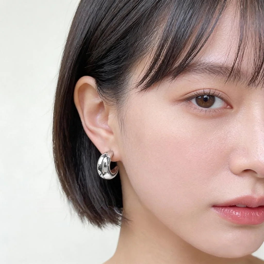 Minimalist Eco Copper Hollow Geometric C Shape Drop Earrings For Women