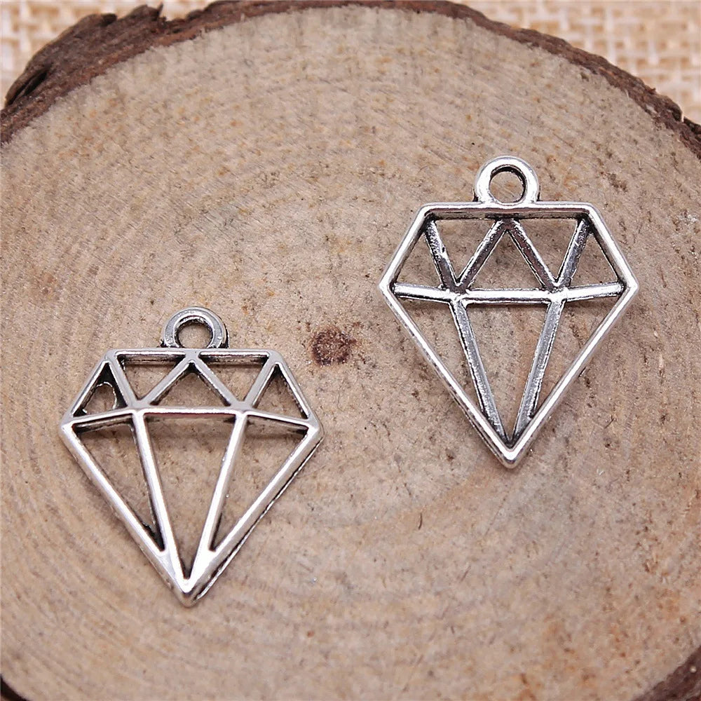 20x16mm 0.6g Crystal Multicolor Hollow Diamond Shape Charm Pendant for DIY Bracelet Necklace Making