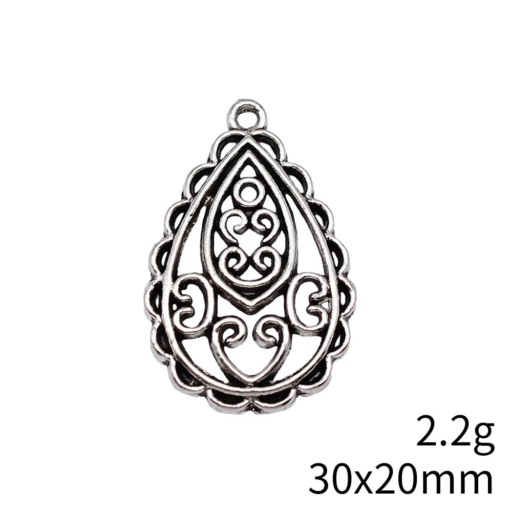 30x20mm 2.2g Multicolor Zinc Alloy Teardrop Flower Earring Charms for DIY Earrings