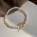 14K Real Gold Plated Natural Irregular Baroque Freshwater Pearl Handmade Geometric Circle Bracelet