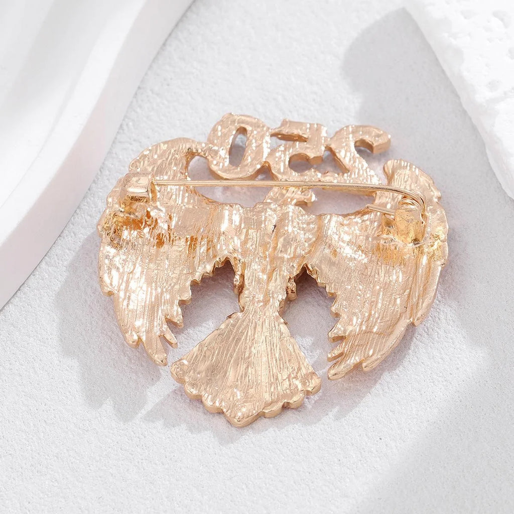 Elegant 250th Anniversary Eagle Enamel Rhinestone Brooch, Patriotic American Flag Lapel Pin Suit Accessory