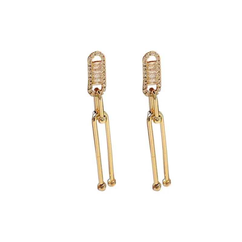 Ethnic Geometric Copper Micro Pave Zircon Stud Earrings Jewelry
