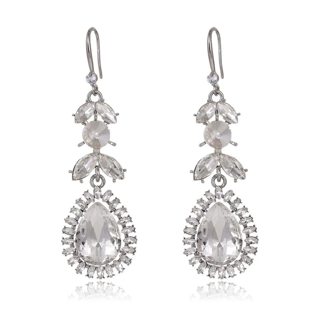 Luxury Teardrop Crystal Rhinestone Alloy Dangle Earrings For Women Vintage Bridal Wedding Party Jewelry