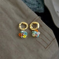 Colorful Glass Crystal Handmade Beaded Geometric Round Sweet Candy Stud Earrings