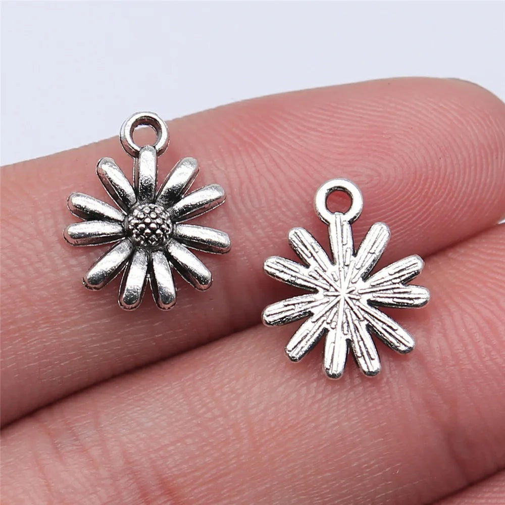 15x12mm 0.8g Multicolor Zinc Alloy Daisy Flower Charm Pendant for DIY Bracelet Necklace Making