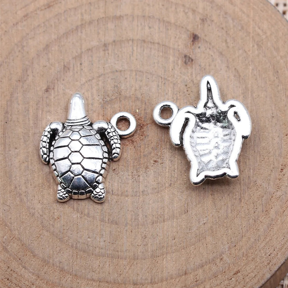 18x16mm 1.4g Antique Silver Zinc Alloy Sea Turtle Charm Pendant for DIY Necklace Bracelet Jewelry Making