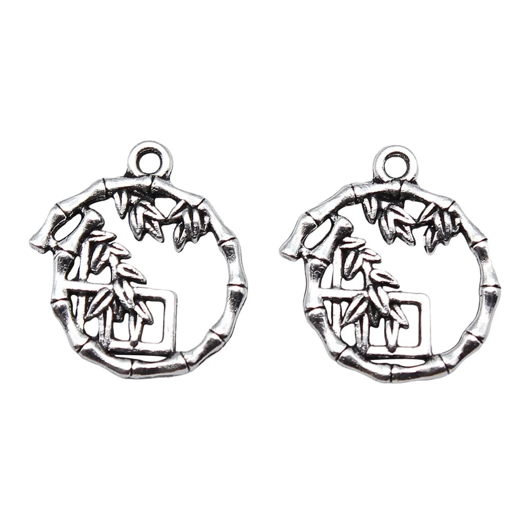 17x18mm 1g Antique Silver Zinc Alloy Bamboo House Charm Pendant for DIY Necklace Bracelet Making