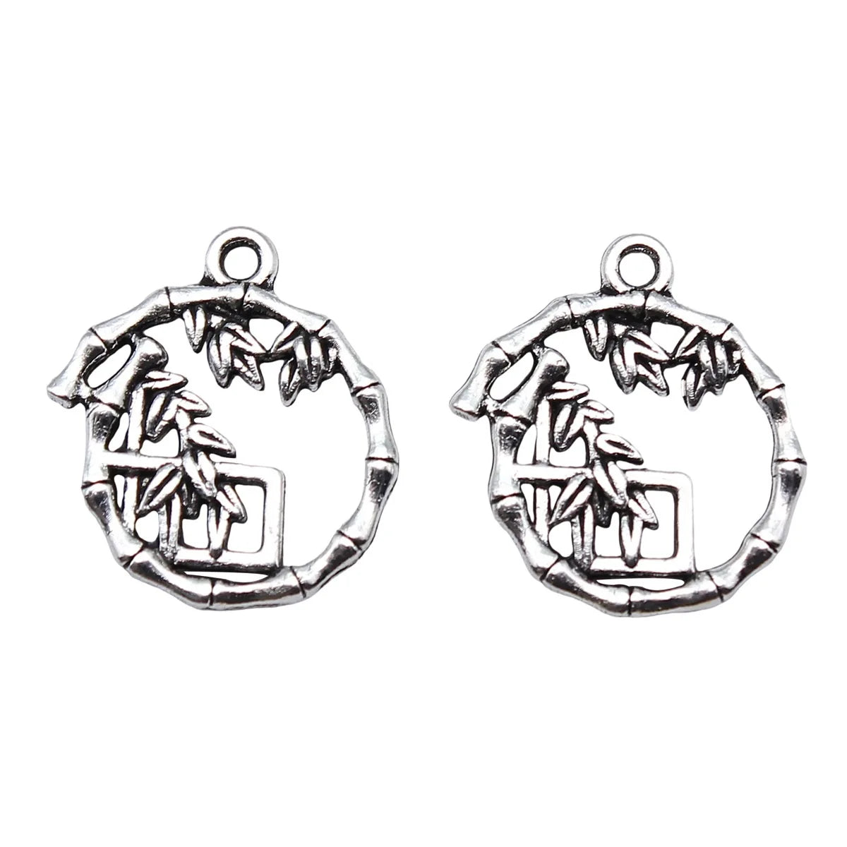 17x18mm 1g Antique Silver Zinc Alloy Bamboo House Charm Pendant for DIY Necklace Bracelet Making