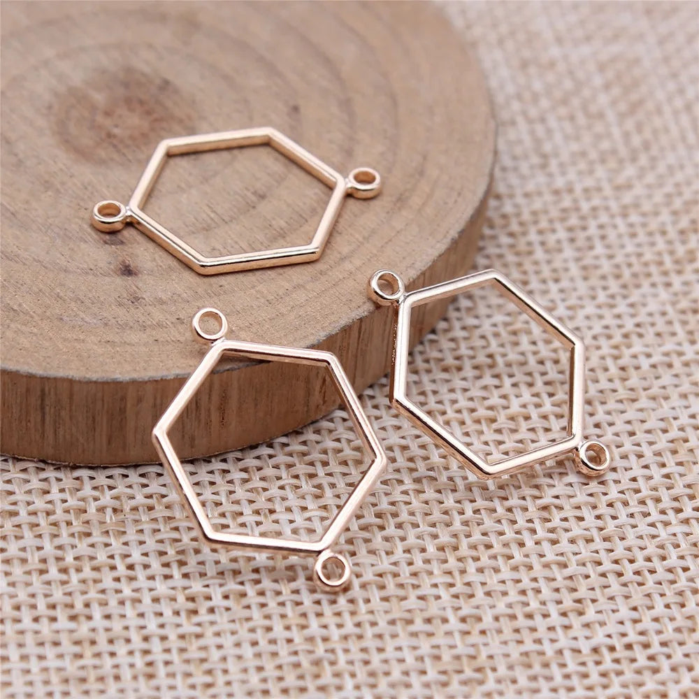 25x16mm 0.57g Multicolor Zinc Alloy Six-Point Star Honeycomb Connector Charm Pendant for DIY Jewelry