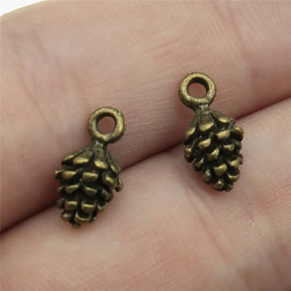 12x7x7mm 0.8g Multicolor Zinc Alloy Pine Cone Charm Pendant for DIY Necklace Bracelet Jewelry Making