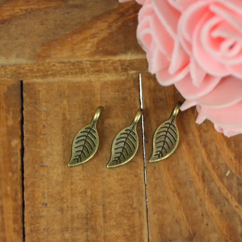 16x6MM Antique Silver Zinc Alloy Leaf Charm Pendant for DIY Necklace Bracelet Jewelry Making