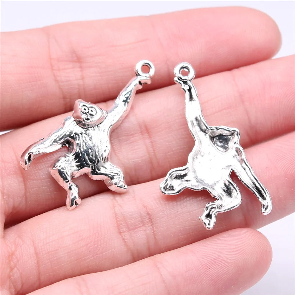 36x21mm 1.9g Multicolor Zinc Alloy Monkey Charm Pendant for Cute Animal Necklace Bracelet Making