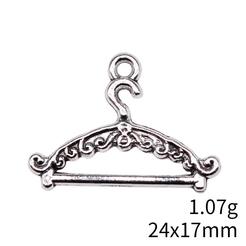 24x17mm 1.07g Antique Silver Zinc Alloy Clothes Hanger Charm Pendant for DIY Necklace Jewelry