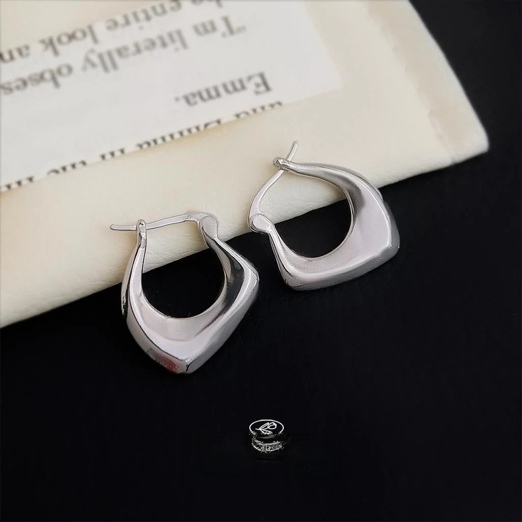 Silver Tone Copper Irregular Geometric Drop Earrings Minimalist Sweet Cool Ear Jewelry