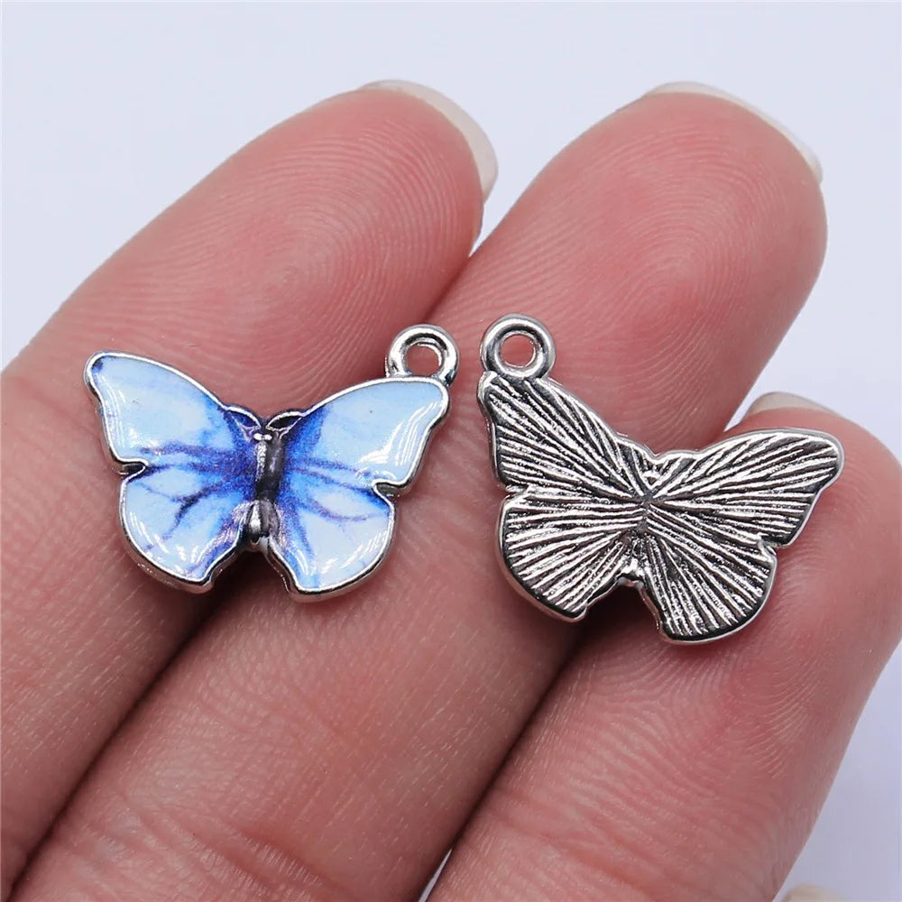 19x15mm 1.35g Multicolor Zinc Alloy Butterfly Charm Pendant for DIY Earring Bracelet Jewelry Making