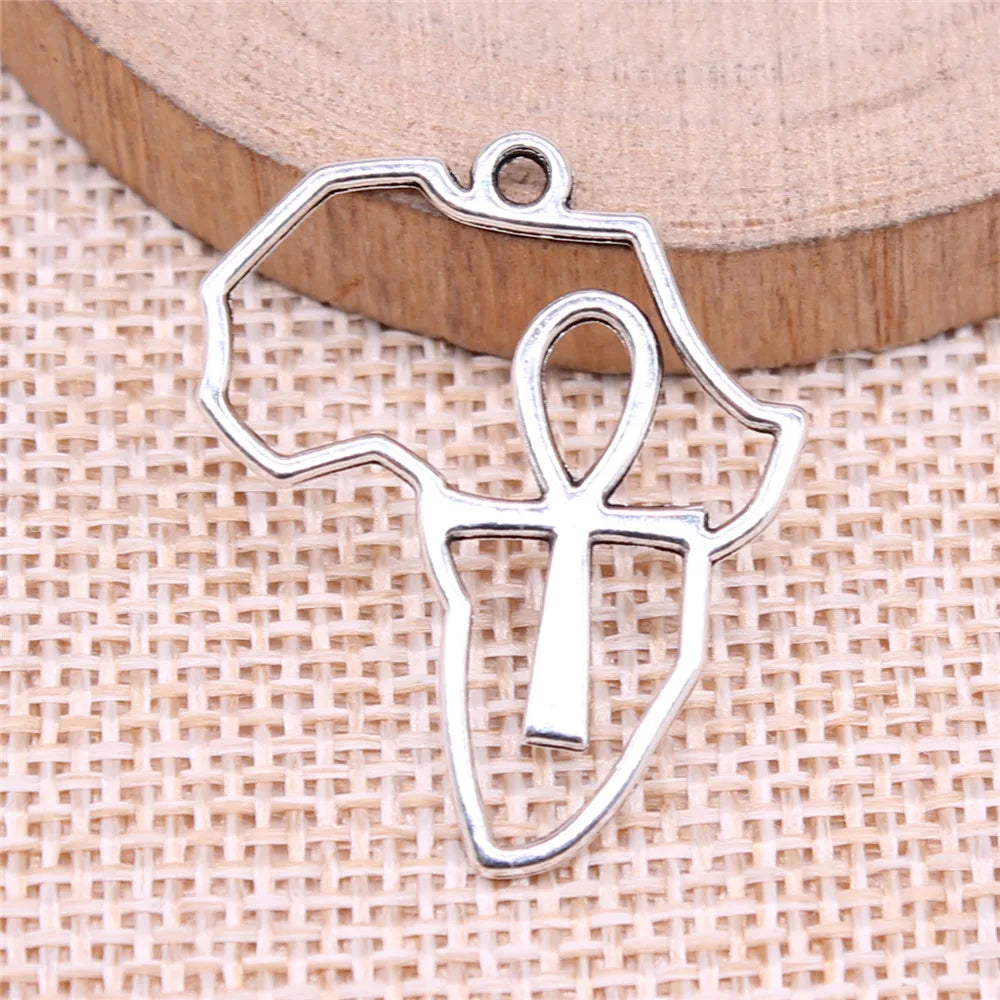 31x26mm 1.39g Antique Silver Zinc Alloy African Ankh Cross Charm Pendant for Jewelry Making