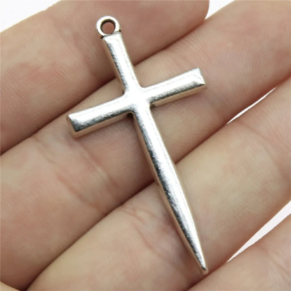 46x24mm 2.3g Antique Silver Zinc Alloy Cross Charm Pendant for DIY Bracelet Necklace Jewelry Making