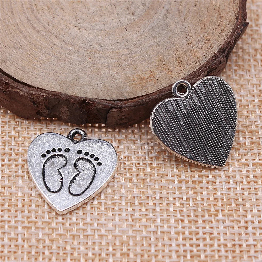 19x18mm 2g Multi Color Zinc Alloy Baby Feet Charm Pendant for DIY Jewelry and Craft Accessories