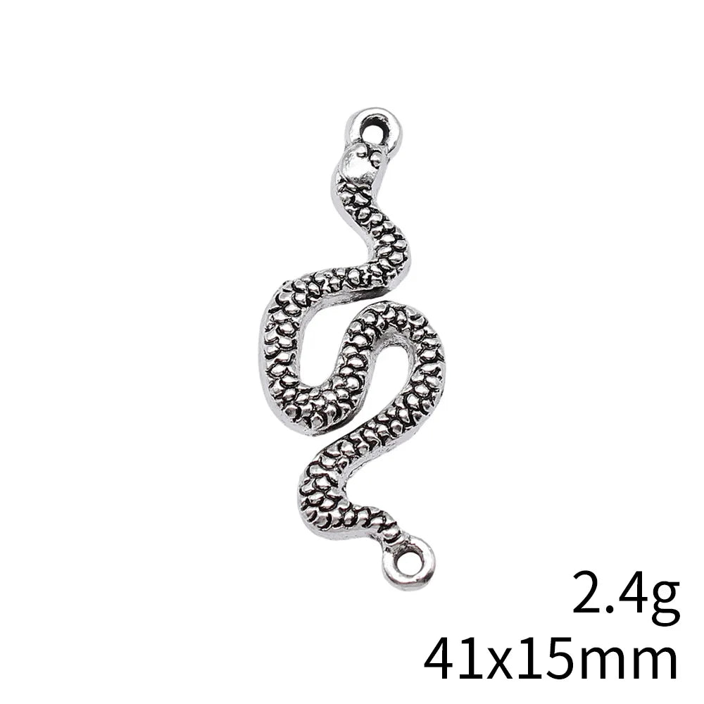 41x15mm 2.4g Antique Silver Tone Zinc Alloy Snake Connector Charm for DIY Necklace Bracelet Making
