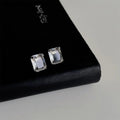 Minimalist Square Glass Crystal Stud Earrings Copper Geometric Luxe Everyday Jewelry