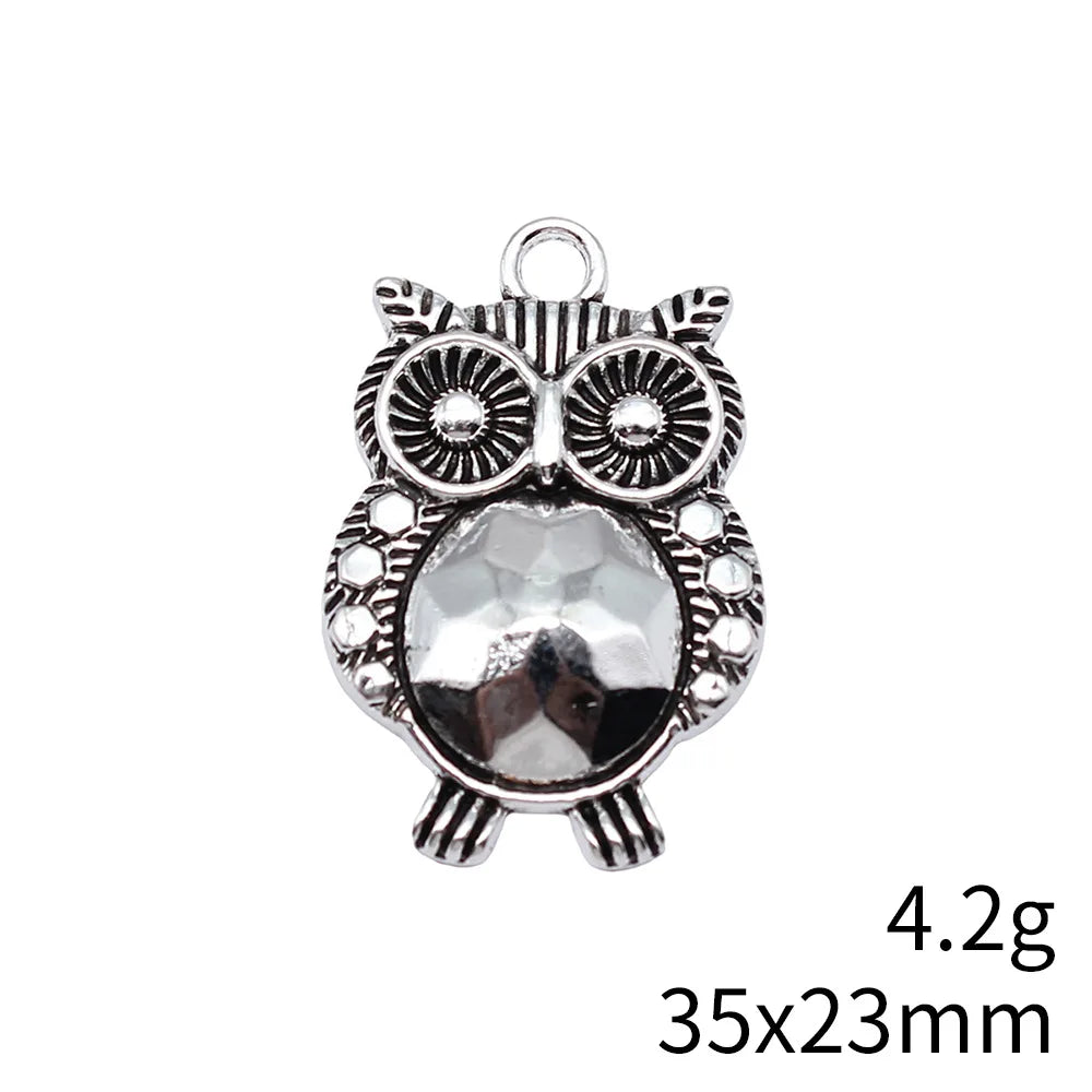 35x23mm 4.2g Antique Silver Zinc Alloy Owl Cat Charm Pendant for DIY Necklace Bracelet Jewelry Making