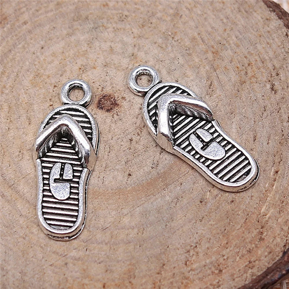 21x8mm 1.3g Multicolor Zinc Alloy Slipper Charm Pendant for Summer DIY Jewelry Making