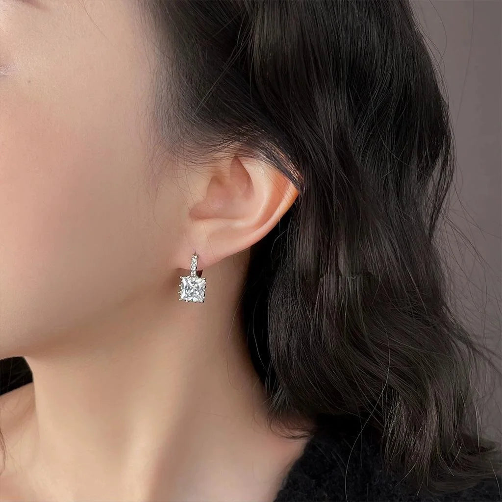 14K Gold Plated Copper Geometric Zircon Micro Pave Drop Earrings Custom High End Jewelry