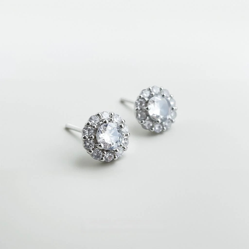 Mini Minimalist Micro Pave Zircon Round Geometric Stud Earrings For Women