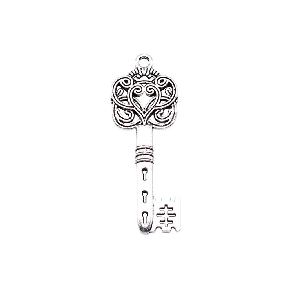 43x16mm 3g Antique Silver Tone Zinc Alloy Key Charm Pendant for Necklace Bracelet DIY Jewelry