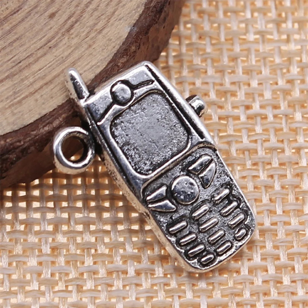 24x16mm 1.9g Multicolor Zinc Alloy Mobile Phone Charm Pendant for DIY Necklace Bracelet Making